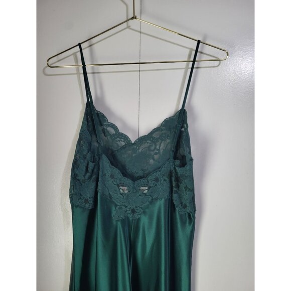 Victoria's Secret M Emerald Jewel Green Slip Dress Nightgown Satin y2k glam - Picture 9 of 9